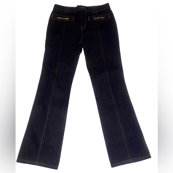 NWT Genuine Coach Dark Wash Denim Trousers Jeans Gold Chain Detail Designer 8 - Picture 1 of 15